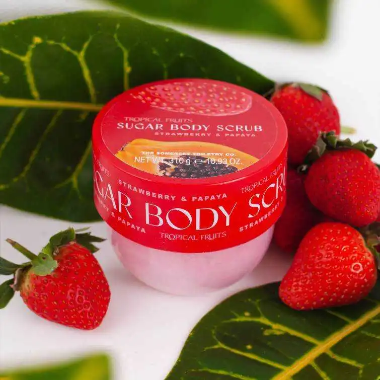 Tropical Fruits Strawberry and Papaya Body Scrub 310g - Image 2